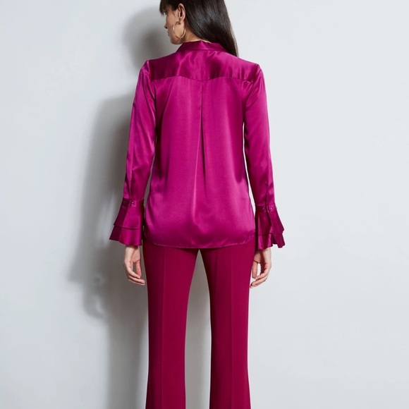 NWT Elie Tahari Fuchsia Silk Top Shirt - Picture 2 of 12